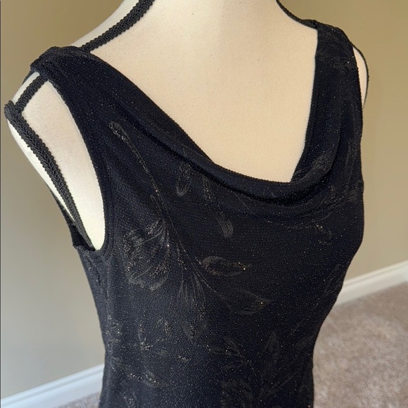 Reitmans Tank Top Black Gold Metallic Sparkle Sleeveless Draped Neckline Women's - Picture 3 of 10